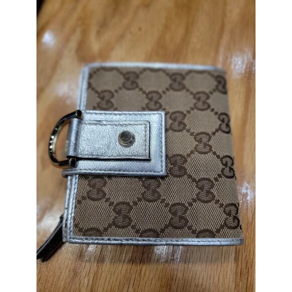 Gucci Wallet Purse Bifold GG Brown Beige Woman Authentic Used Y2933 - Picture 1 of 13